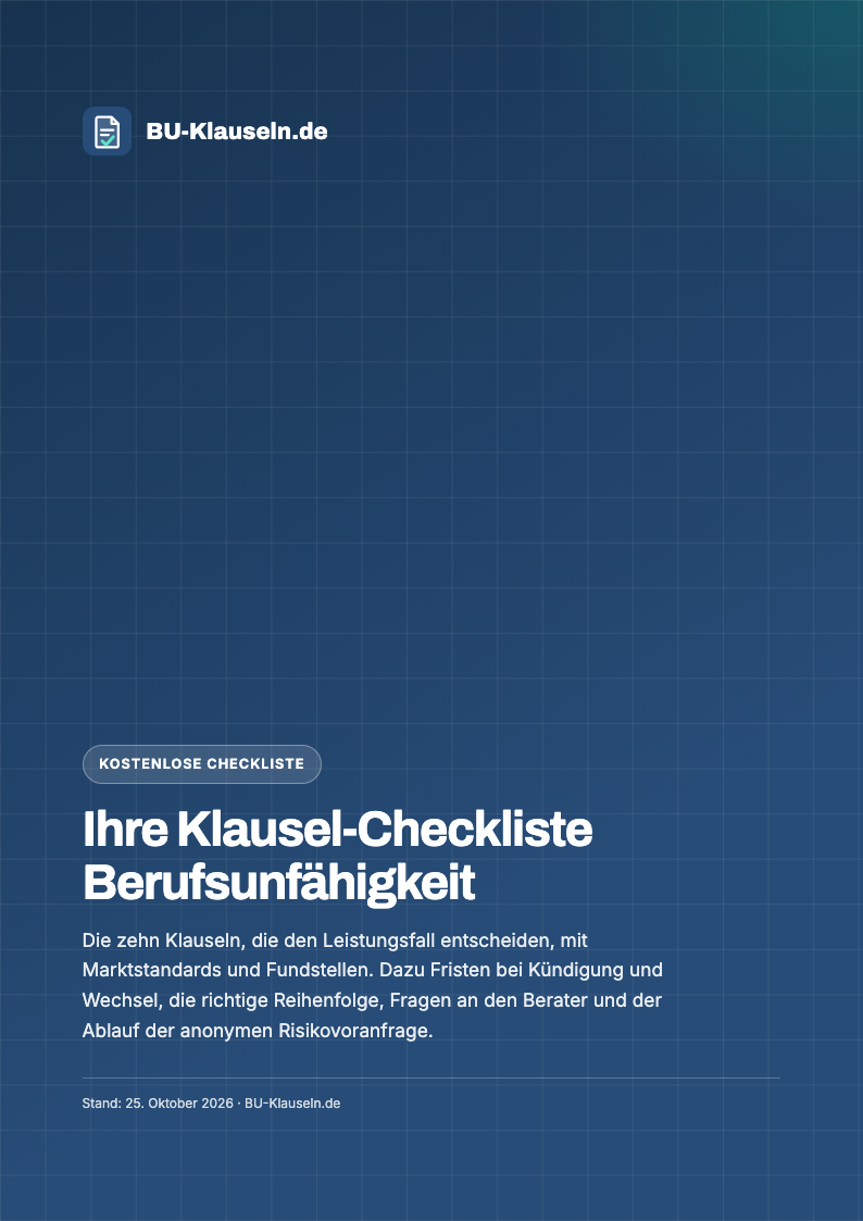 Cover der Klausel-Checkliste Berufsunfähigkeit